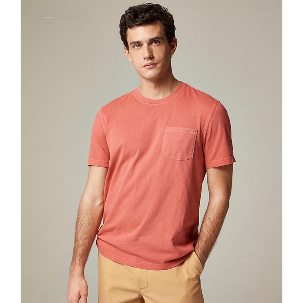 NWT J. Crew Vintage-wash Cotton Pocket T-shirt Vintage Barn Pink